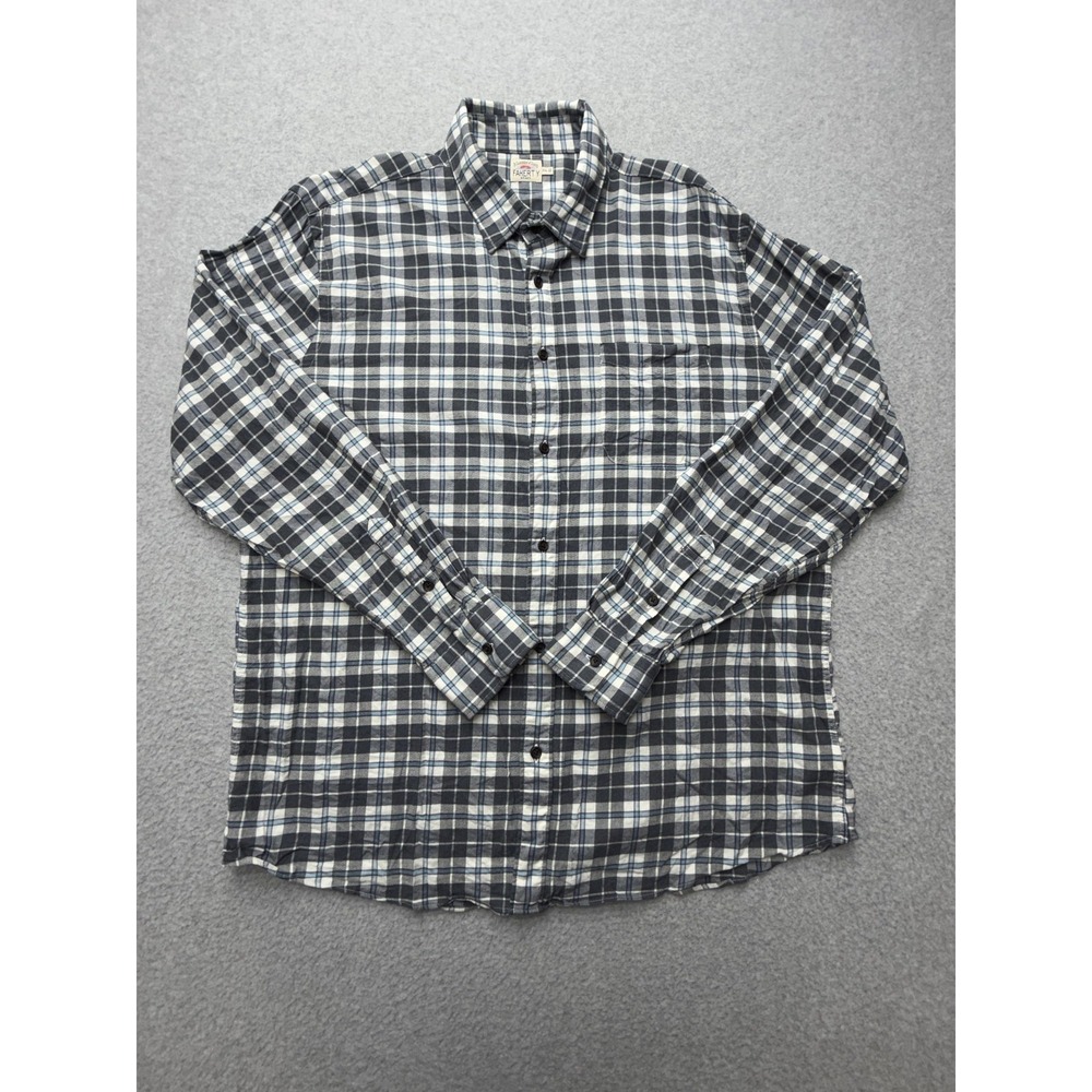 Faherty Shirt Mens 2XL Gray Plaid Long Sleeve Button Up Stretch Flannel Casual - Picture 1 of 11